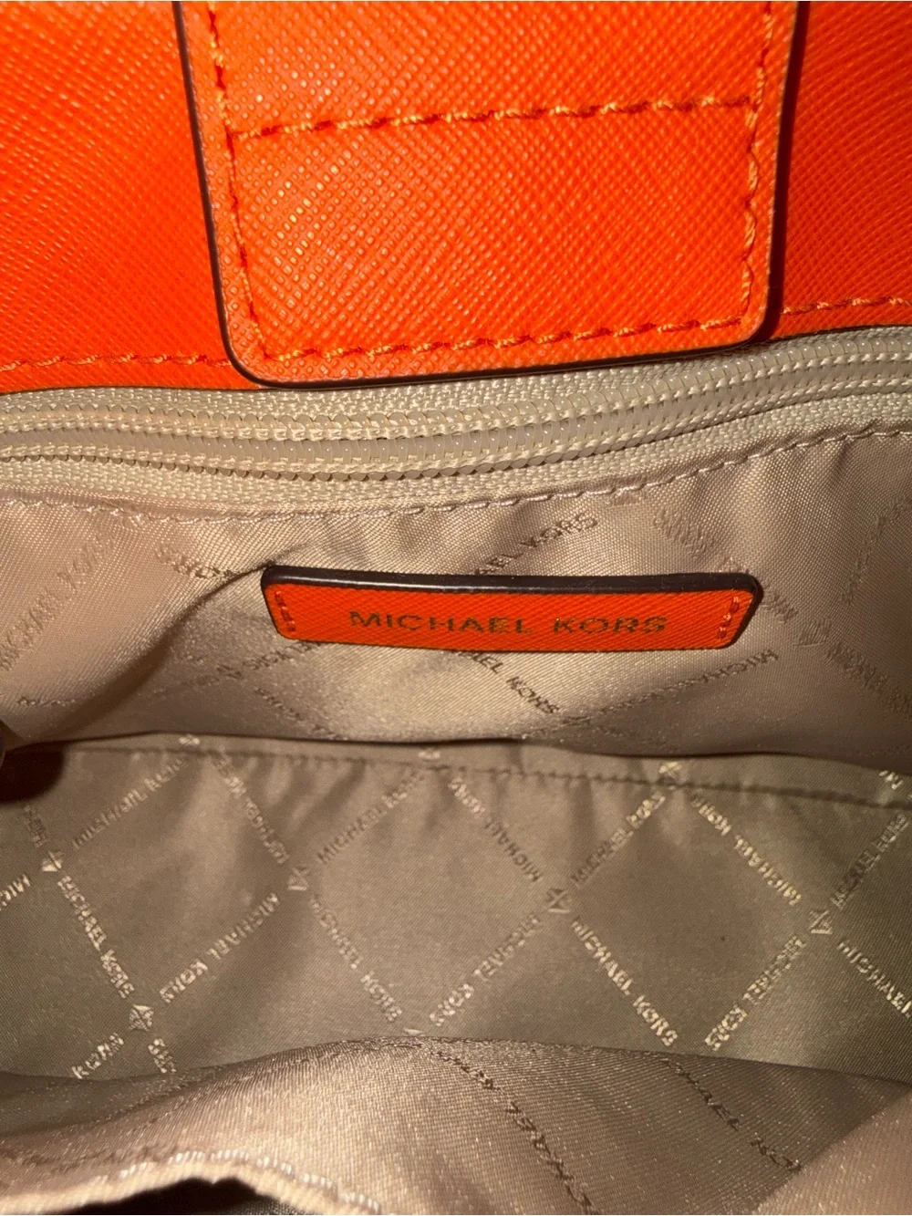Michael Kors Orange Saffiano Satchel with Gold Hardware